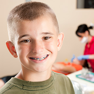 Young boy with braces