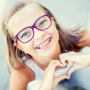 Young girl with braces