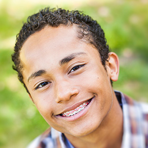 Young boy with braces